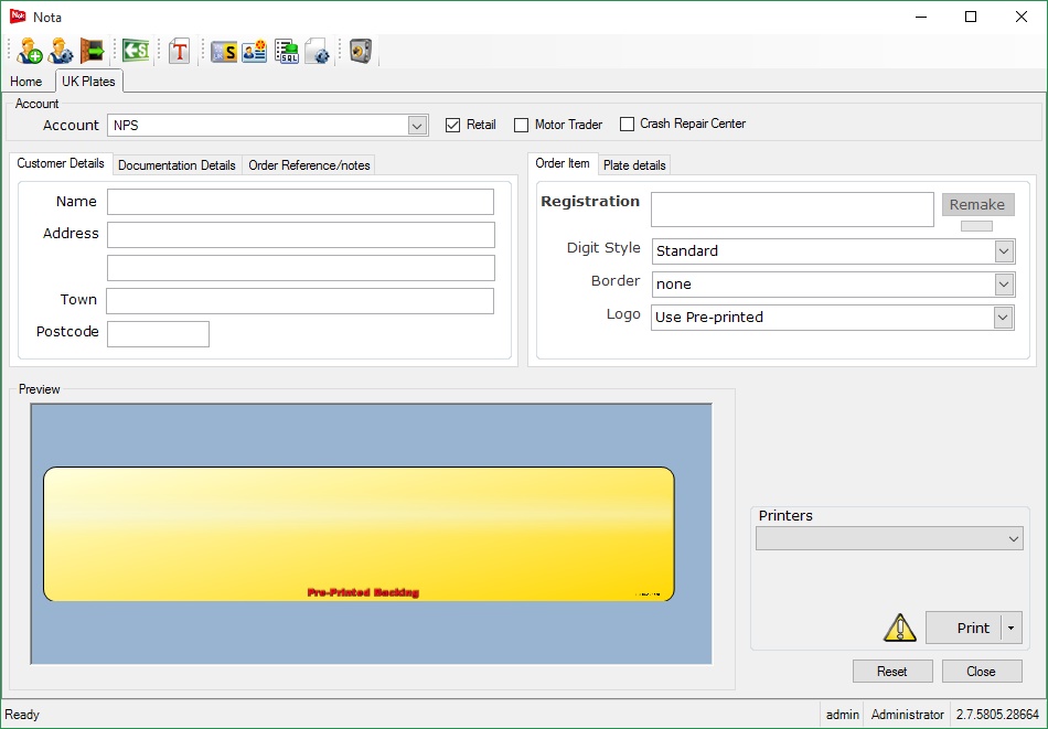 Nota Number Plate Maker Software Image