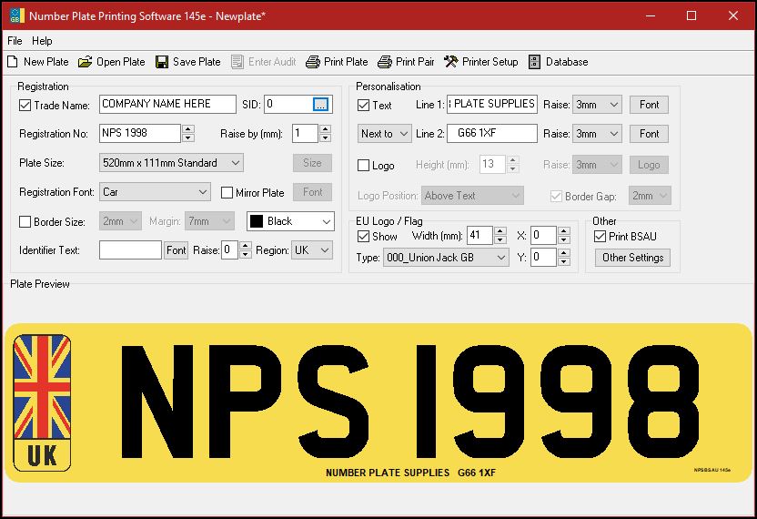 Number Plate Making Software Image